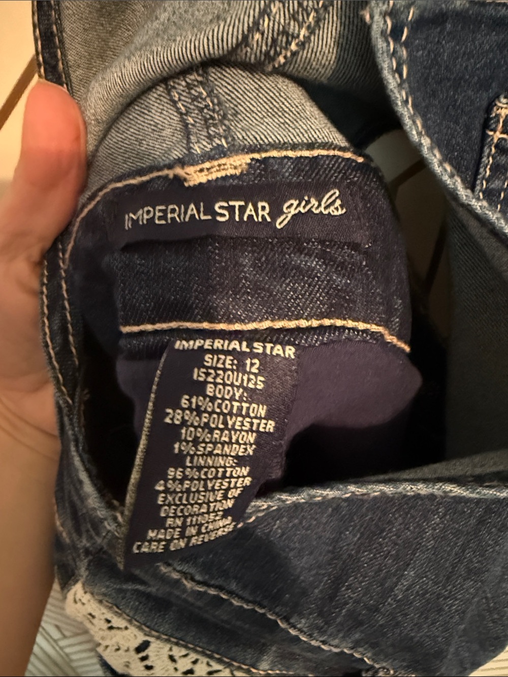 Imperial Star Indigo Denim Pinafore Dress with Frayed Hem - Picture 2 of 6